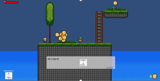 A snapshot of the 2D platformer gameplay